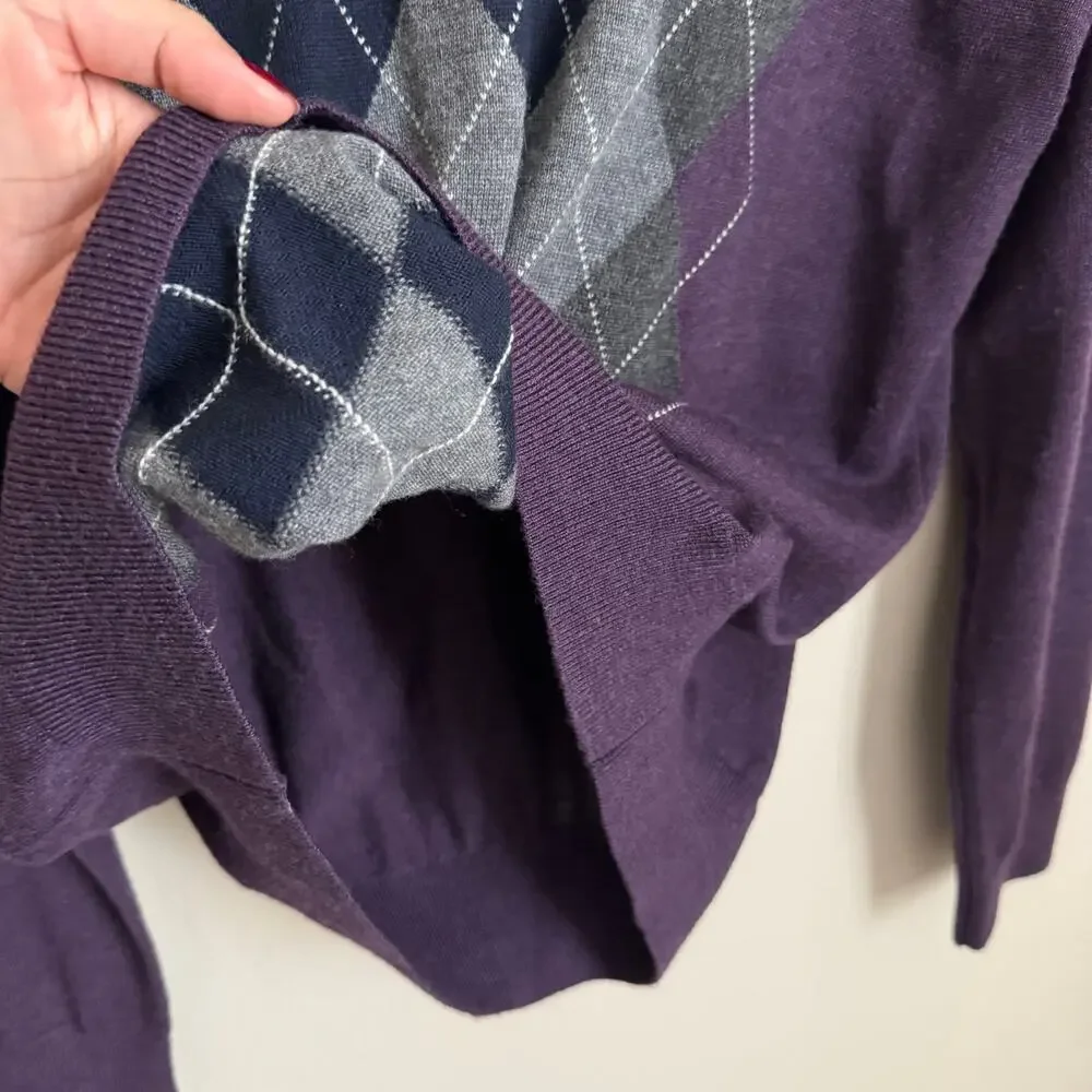 Banana Republic Mens Ultra Fine Merino Wool Argyle Sweater Size Medium Shirt Top